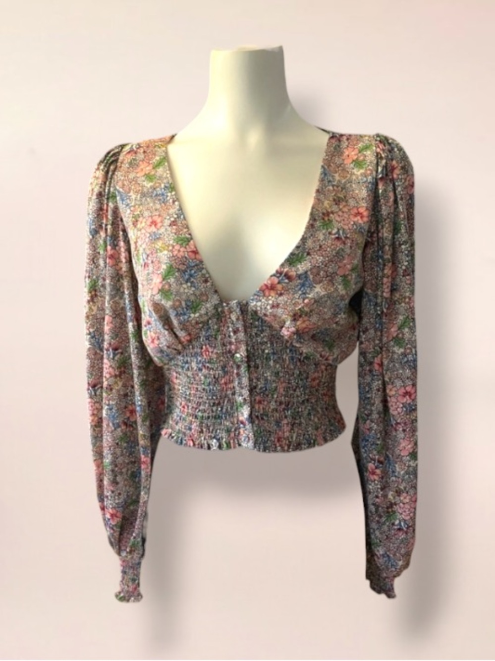 BUDDY LOVE FLORAL PRINT CROPPED BLOUSE SIZE XS